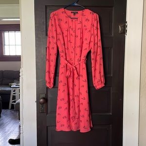 Tiger dress! Salmon pink color. Tied at waist. Never worn.